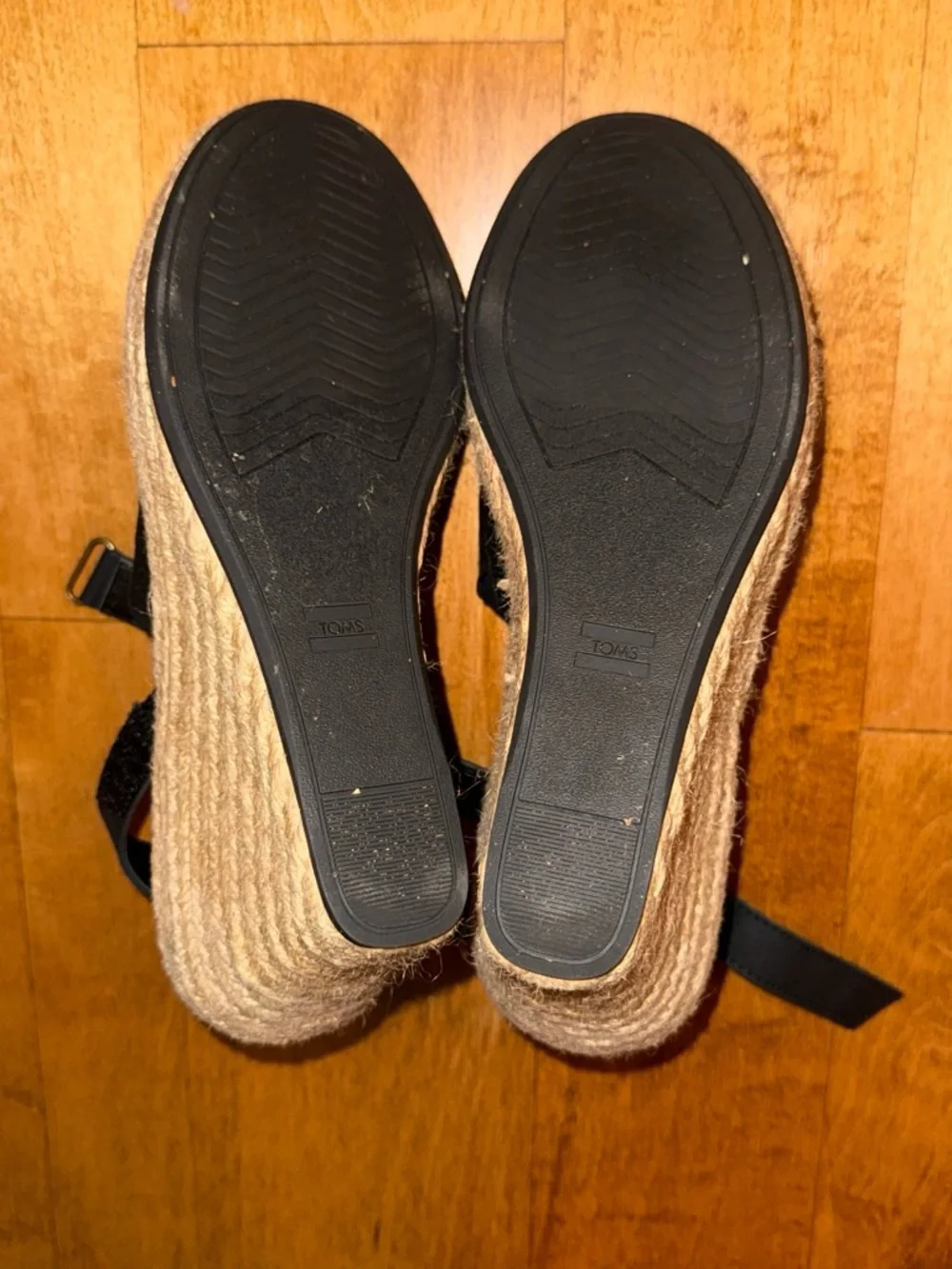 TOMS Black Espadrille Wedge Sandals